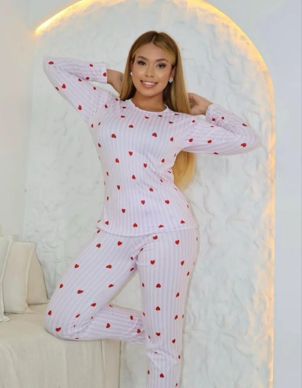 Pijama inverno listras corações