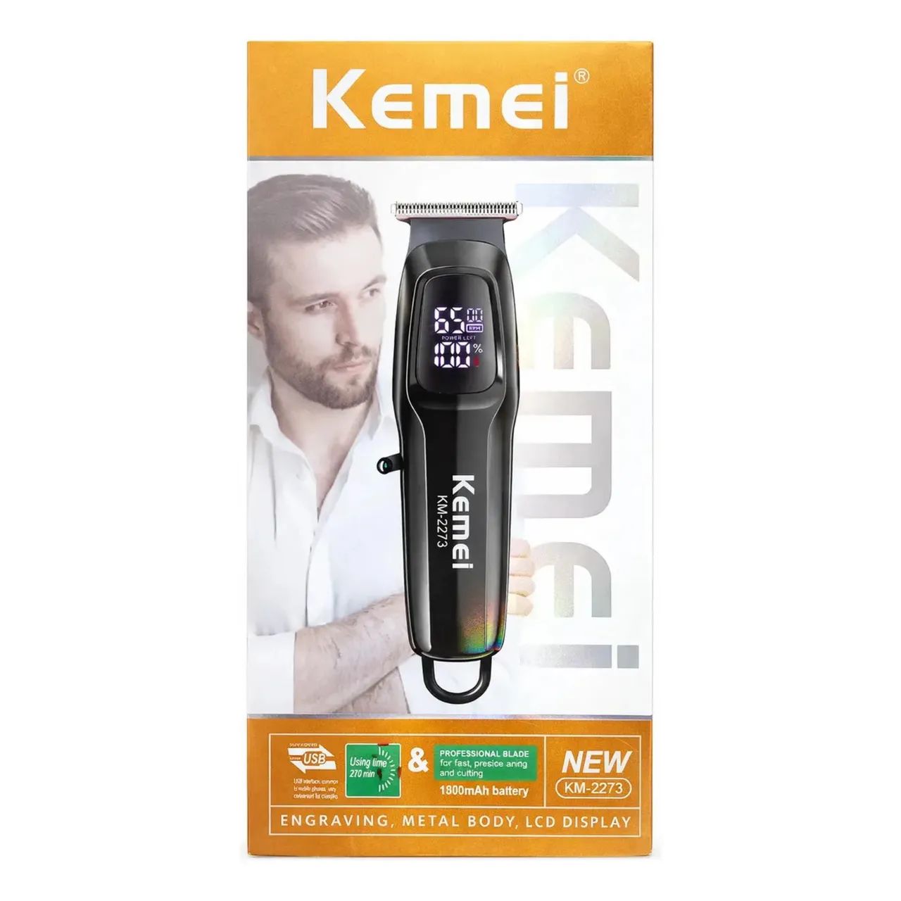 Digital Máquina De Cortar Cabelo E Barba Preto - Foto 2