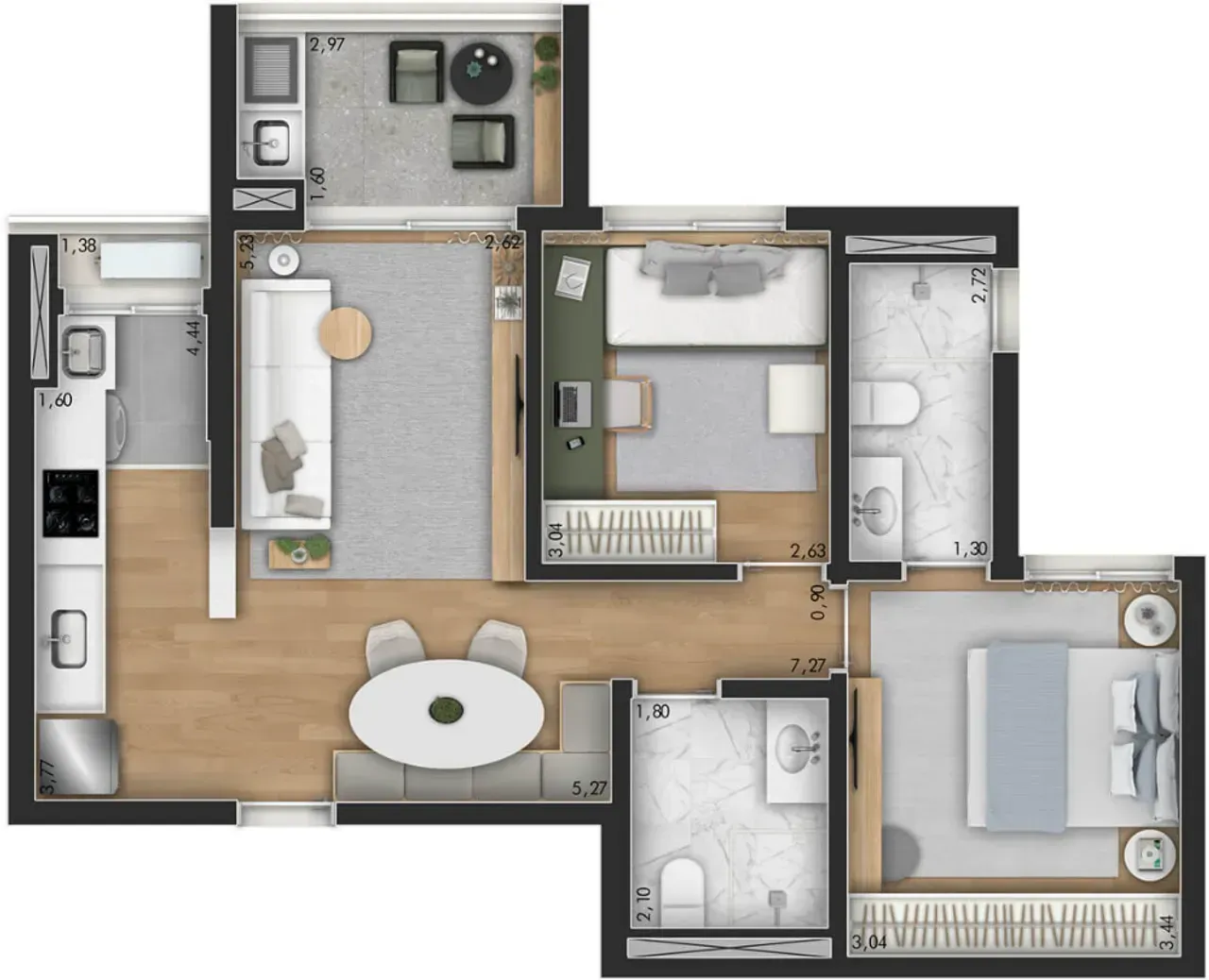 PLANTA 69m²
