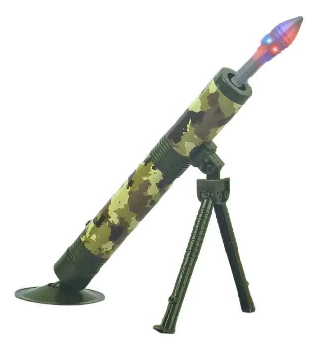 Lançador Kit Morteiro Brinquedo Bazuca Atira Míssel Alvo Luz