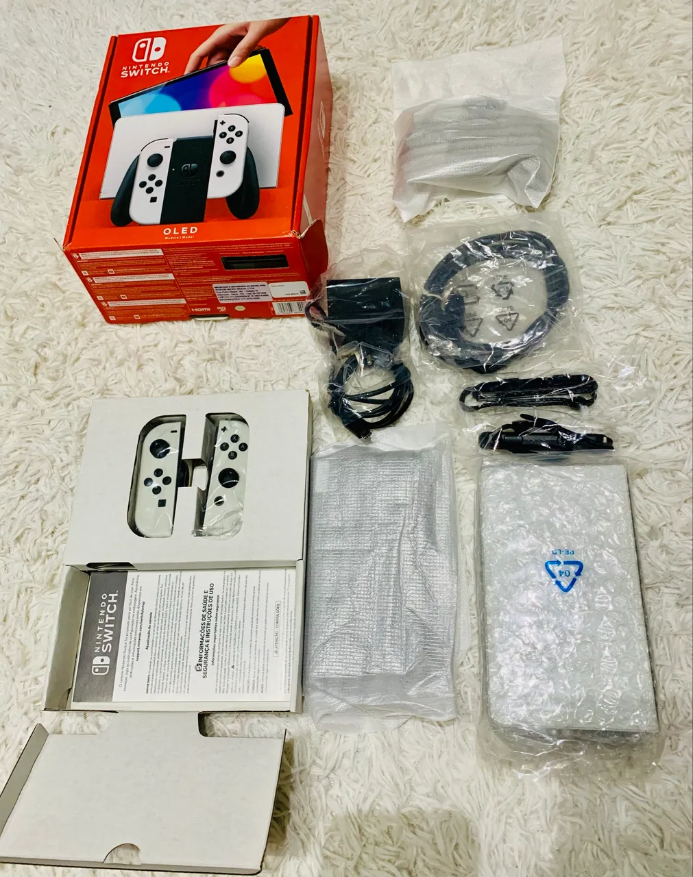 Bundle Joycon Vermelho e Azul + Jogo Mario Party - Peças e