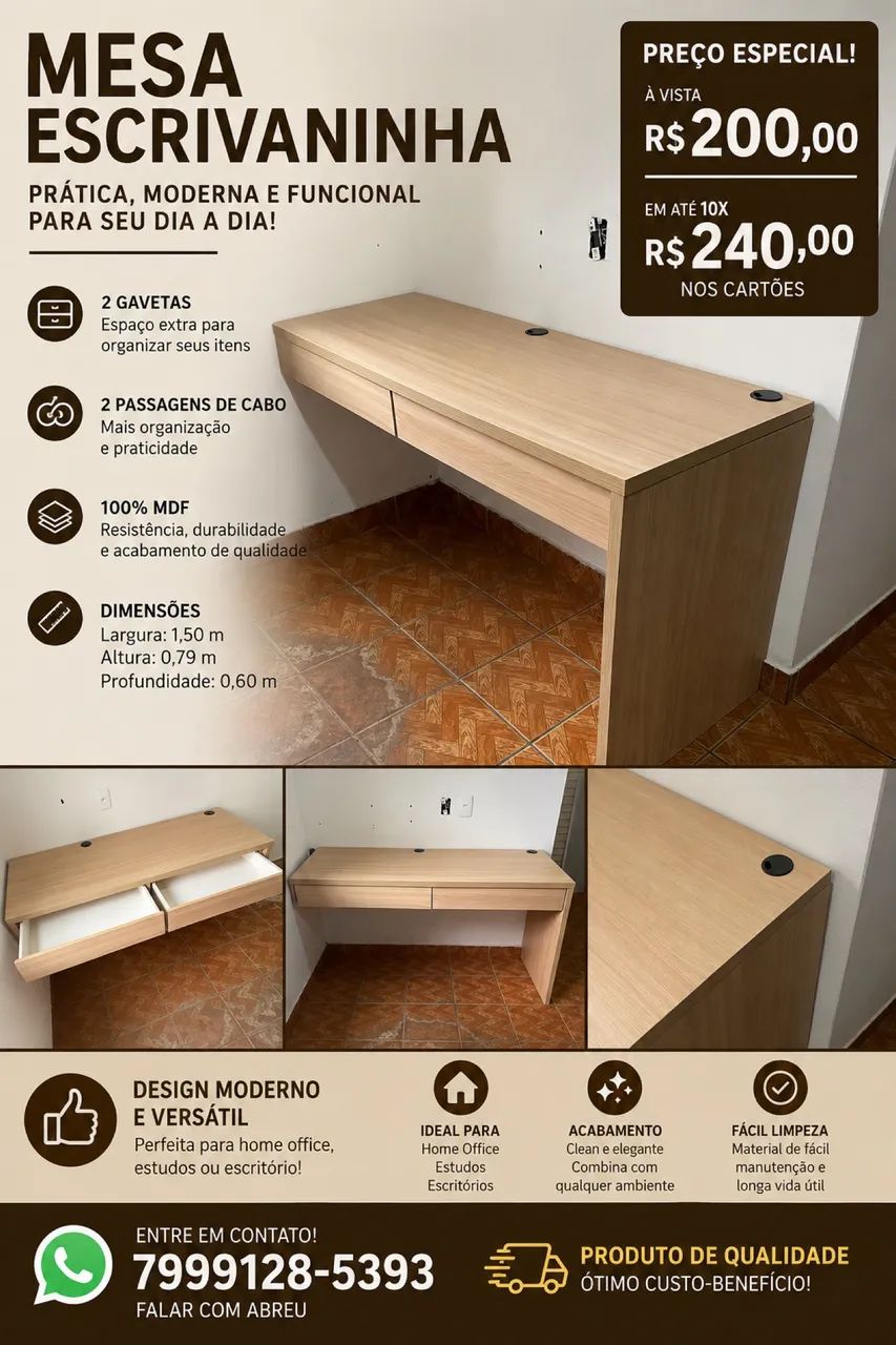 Vendo mesa para escritório em MDF