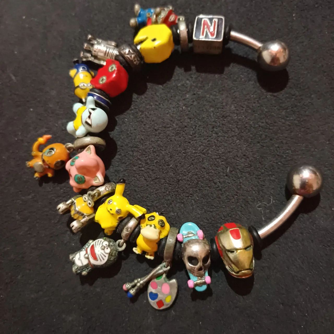 Bracelete de aço inoxidável e berloques de prata 925 - Foto 4