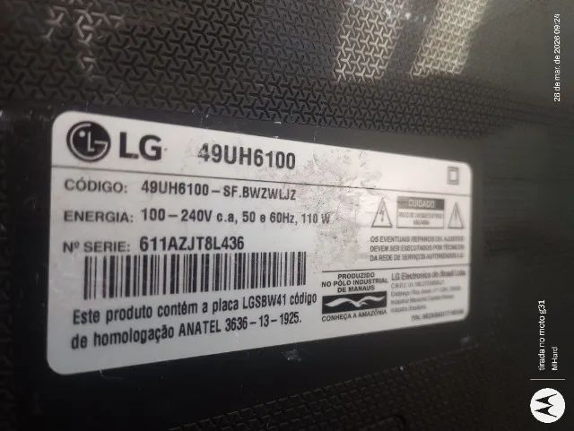 TV LG 49´´ MOD. 49UH6100 Tela Quebrada FUNCIONA NORMALMENTE, APARECE IMAGEM. - Foto 2