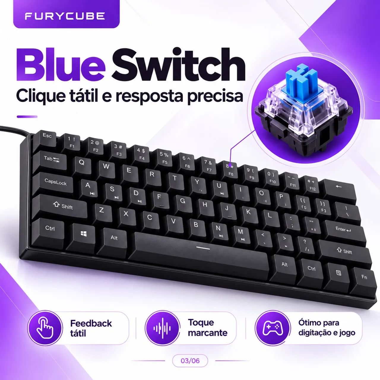 Furycube 60% BLUE switch - Foto 4