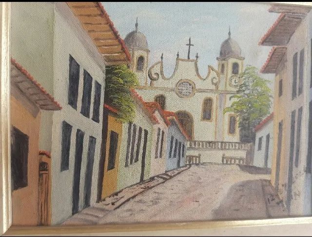Quadro antigo óleo sobre tela Paraty 28cm x 34cm antiguidade - Foto 2