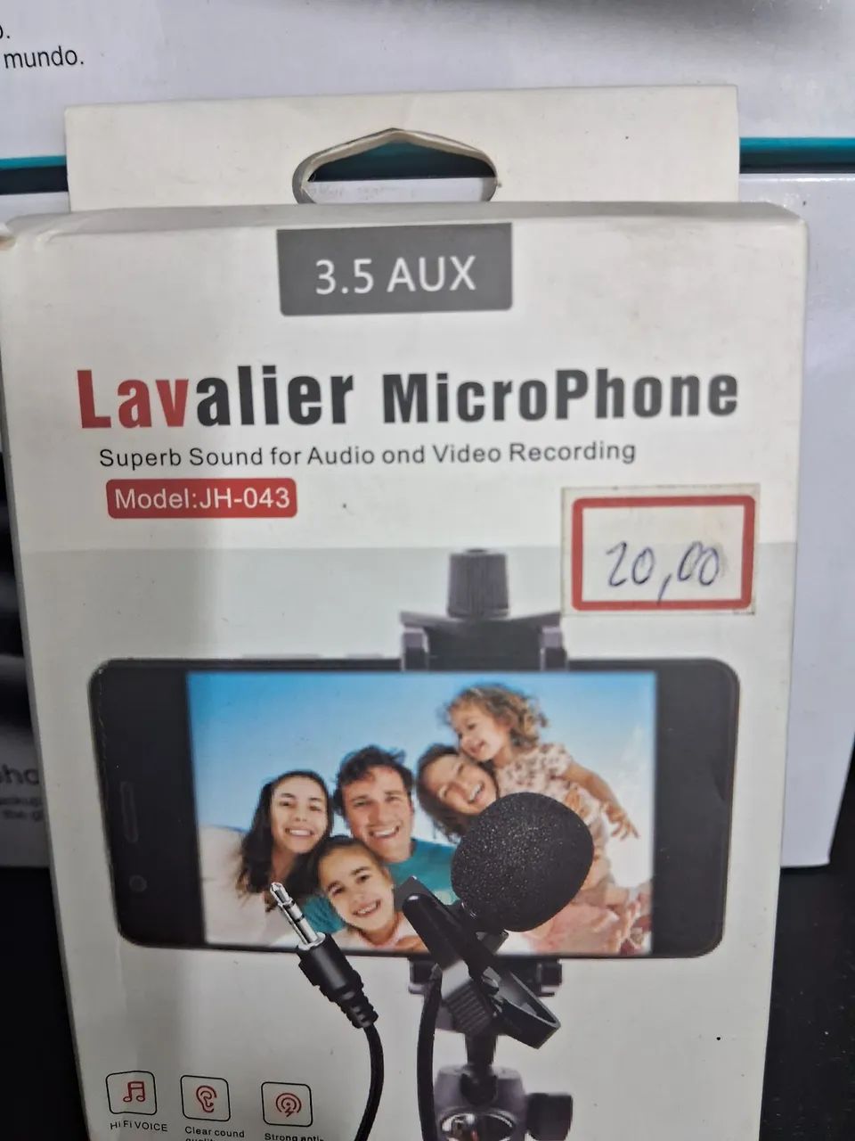 Microfone  de Lapela Lavalier Mod JH-043