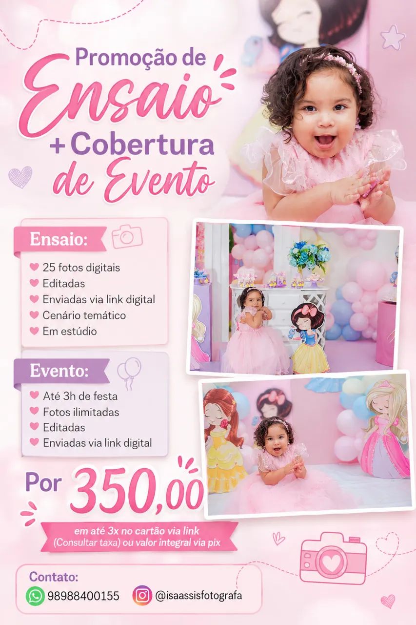Promoção aniversário e ensaio 
