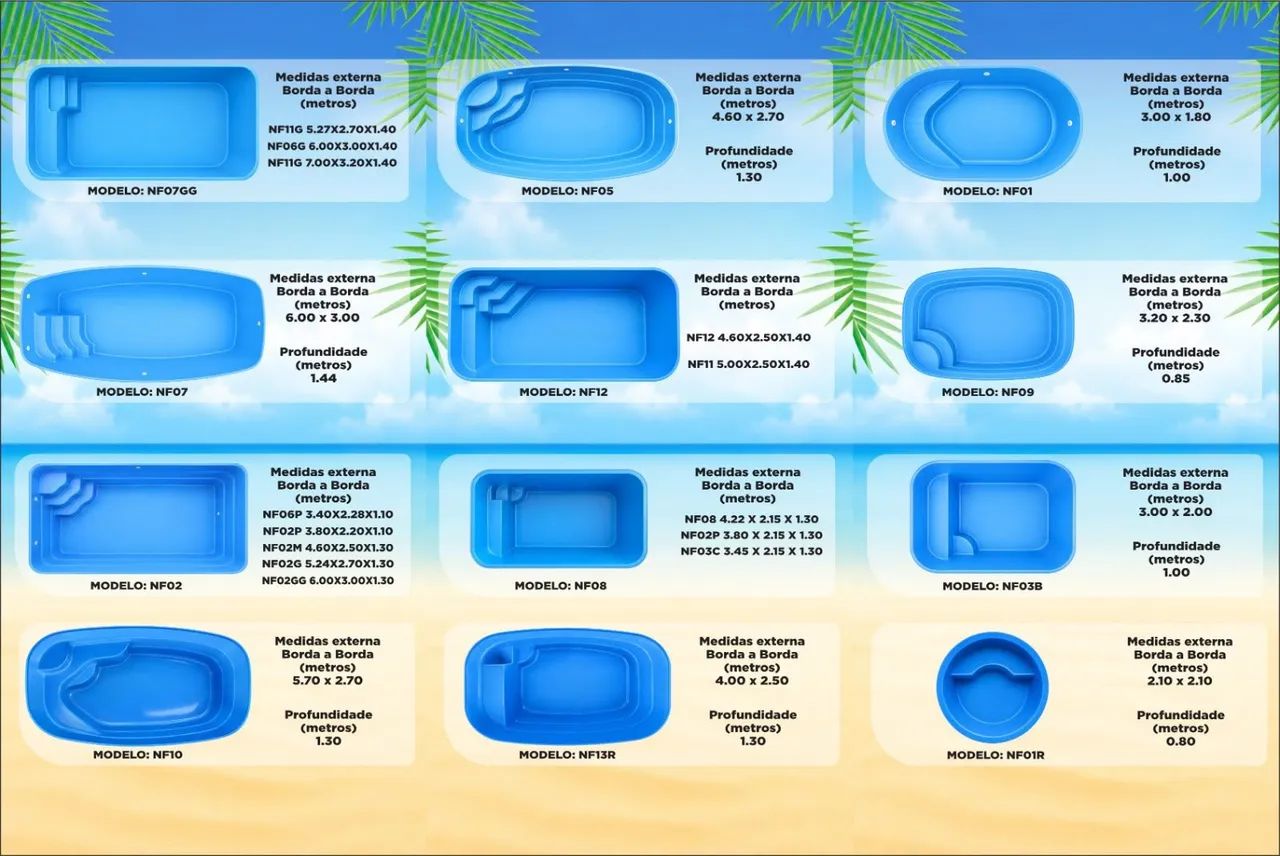 Piscinas de fibra completas e instaladas com deck 
