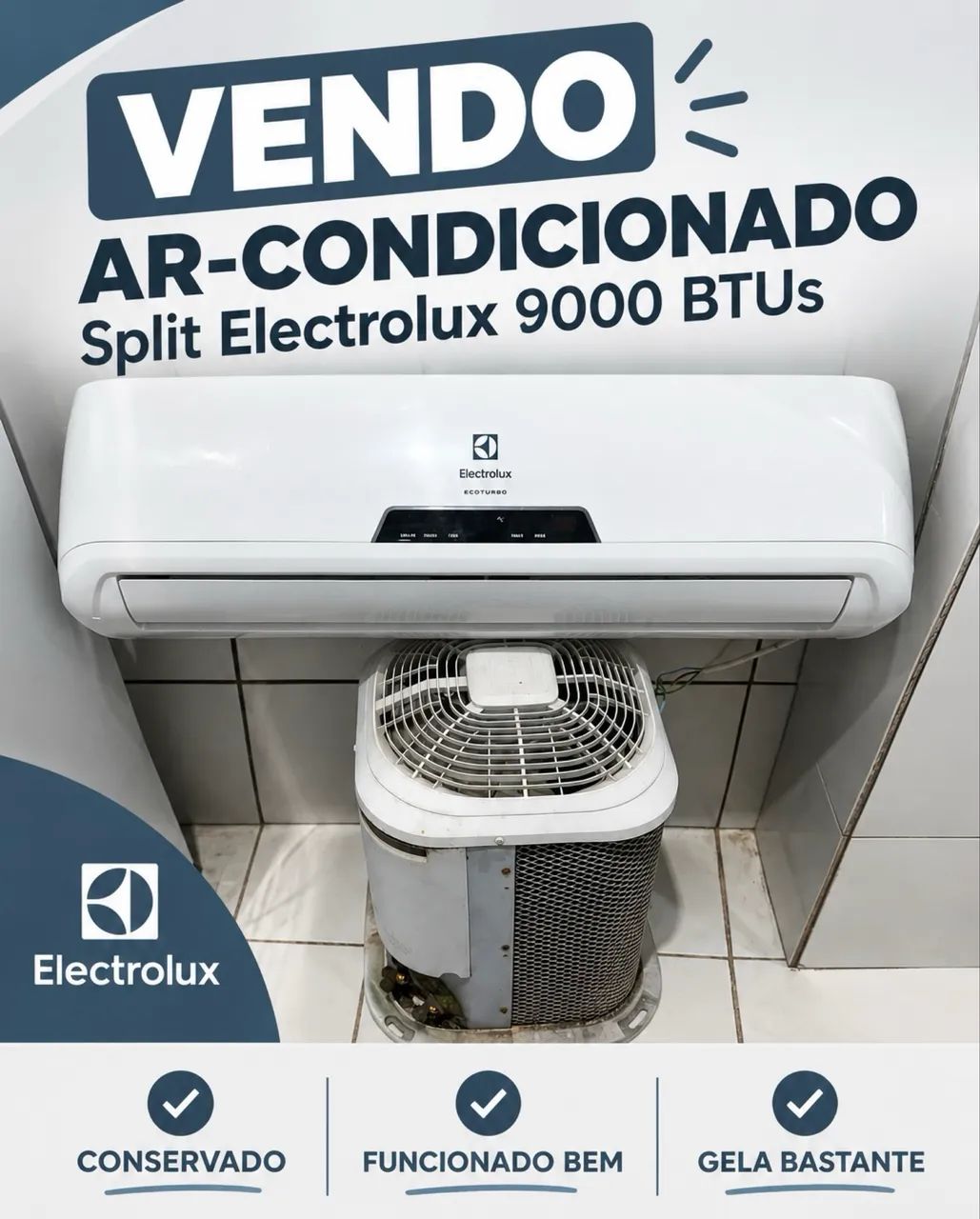 Ar-condicionado Electrolux split 9000 btus