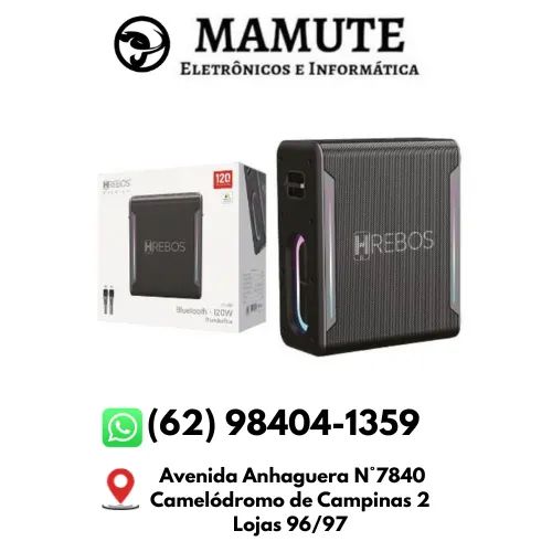Caixa De Som com 2 Microfones Bluetooth 120W Hrebos Cs-801 Potente E Compacta