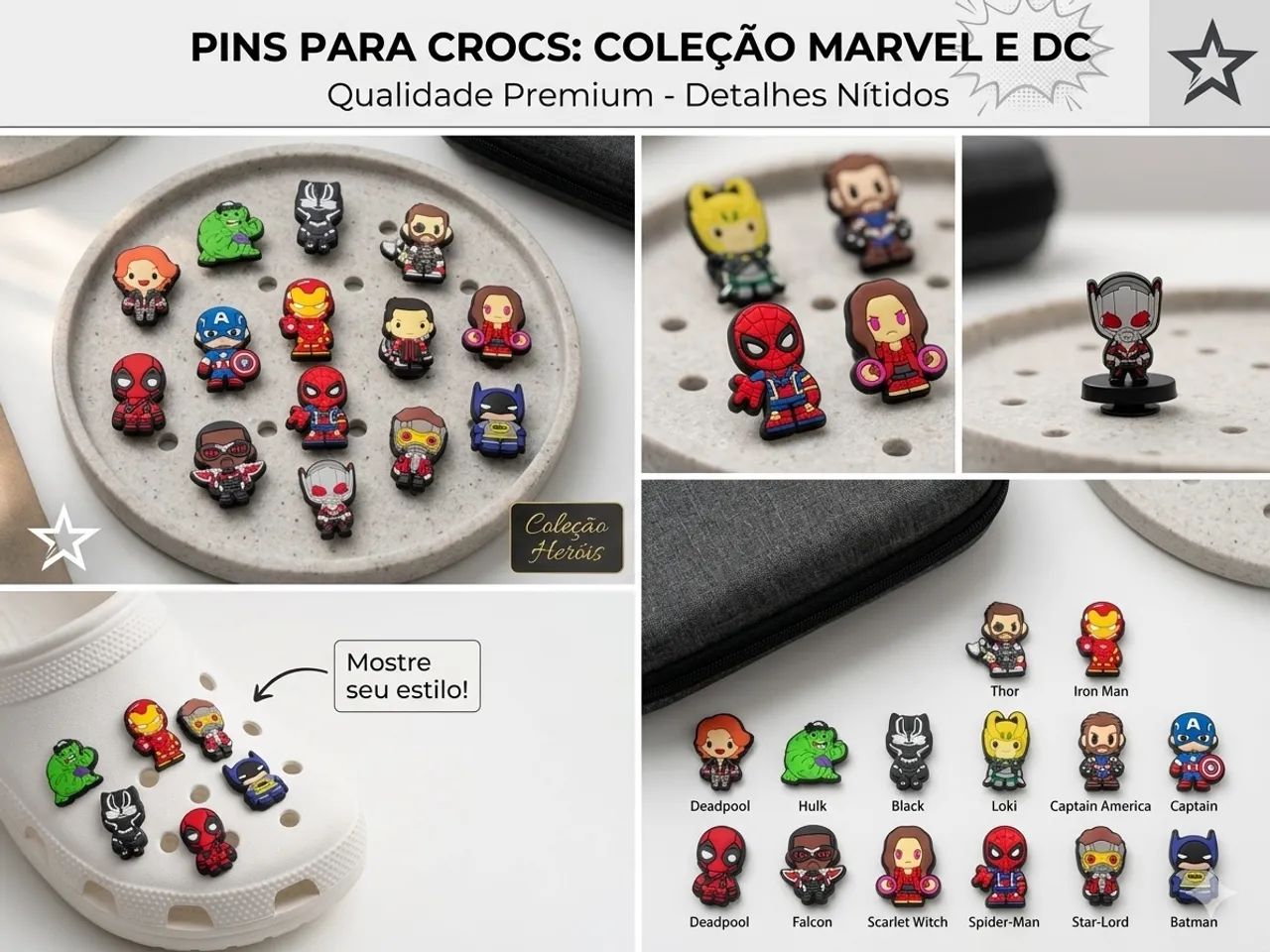 Pin super heróis Marvel para CROCS - Foto 4