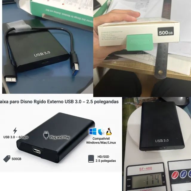 HS EXTERNO 500GB CAPACIDADE REAL - Foto 4