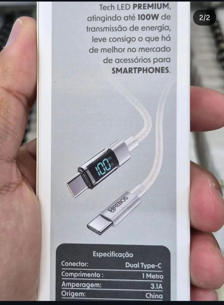 CABO TECH LED PREMUIM BR 100W 1M TYPEC<br> - Foto 2