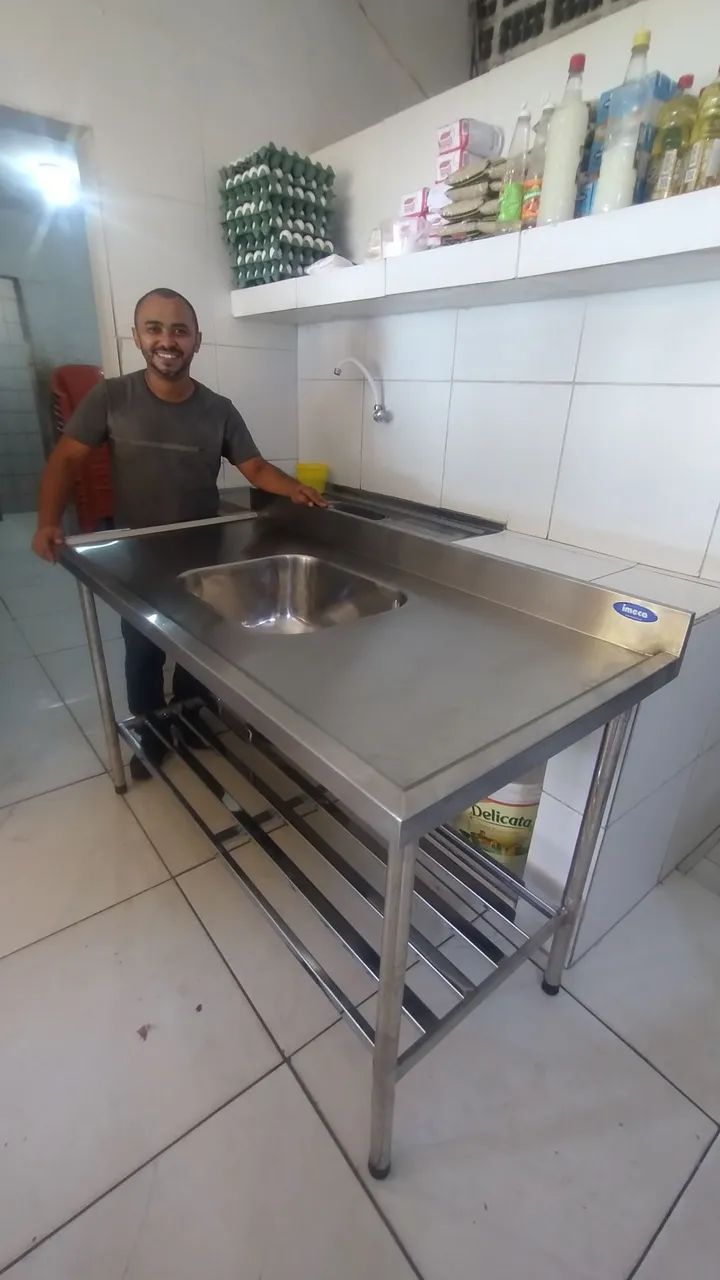 MESA INOX 1.50 METRO X 70 LA COM 1 CUBA IMECA  - Foto 2