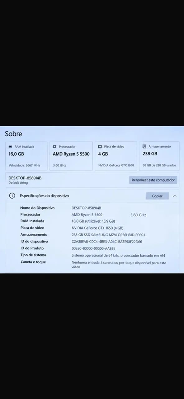 Vendo pc gamer Rizen 5 5500 - Foto 2