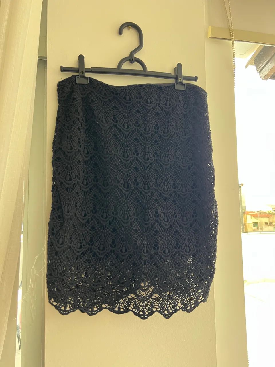 Conjunto Cropped Renda Guipir Preto Tam M - Foto 4