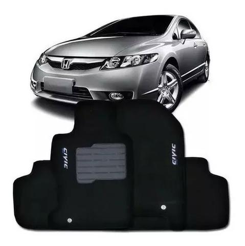 Jogo Tapete Carpete New Civic 2012 2013 a15 2016 Preto 3 Pçs