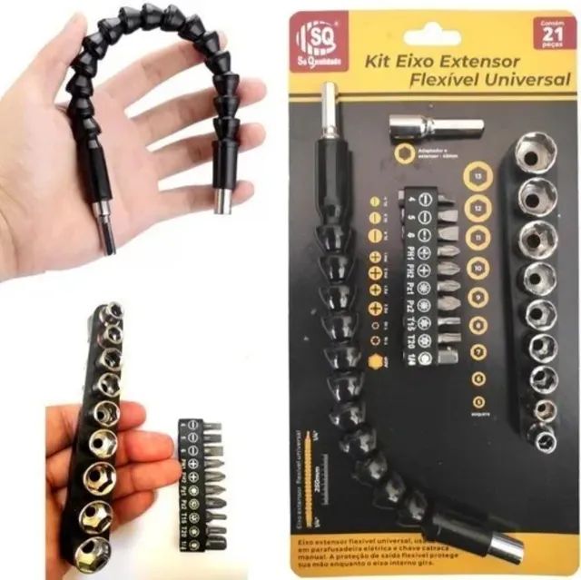 Kit de bits com Extensor flexível 21 peças parafusadeira