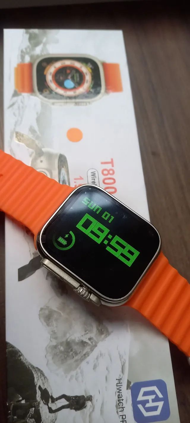 Smartwatch T800 Ultra Serie 8 Tela Full, carreg NFC App GPS