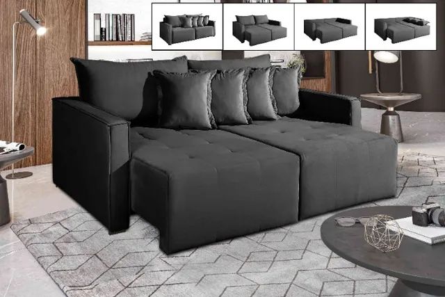 sala quarto Sofá Cama Bruna, Tecido Veludo - Foto 4