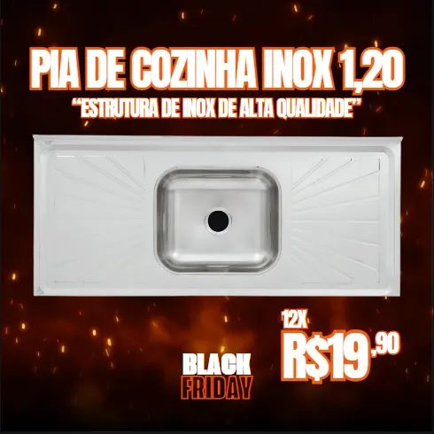 Pia de Cozinha em Inox 1,20m - Durabilidade e Elegância por R$199!