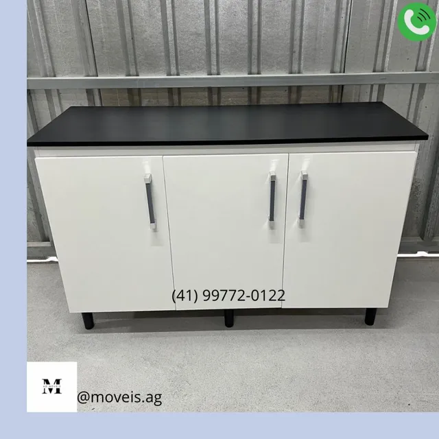 Balcão 3 Portas com Tampo Reto - Porta Mantimentos