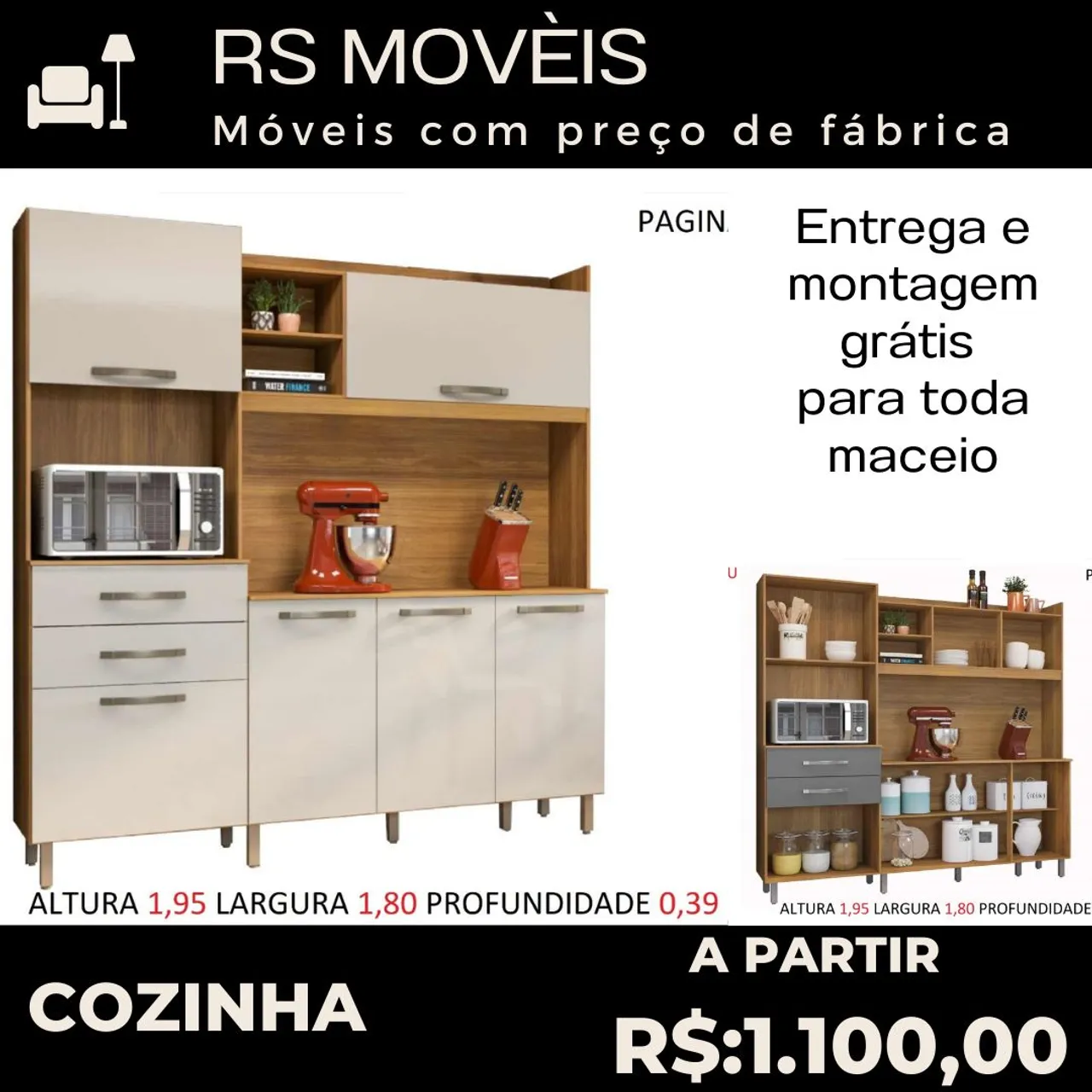 Cozinha Completa com Armários e Balcão - Frete Grátis!