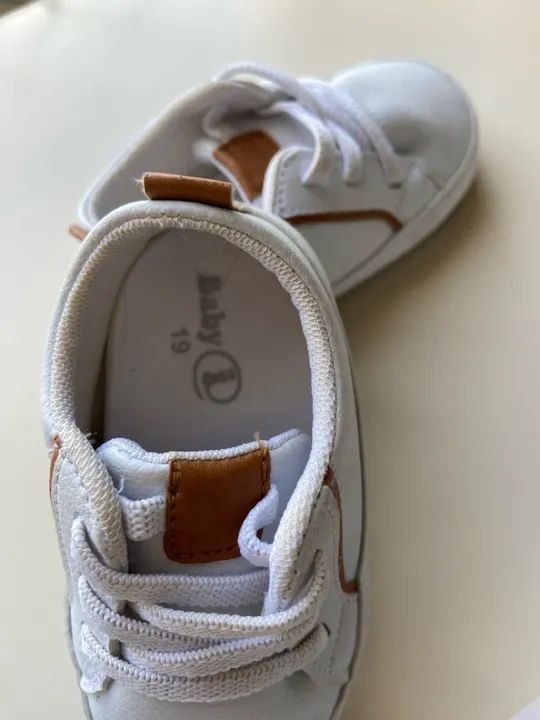 Sapatênis de Bebê - Tamanho 19 Branco - Foto 3