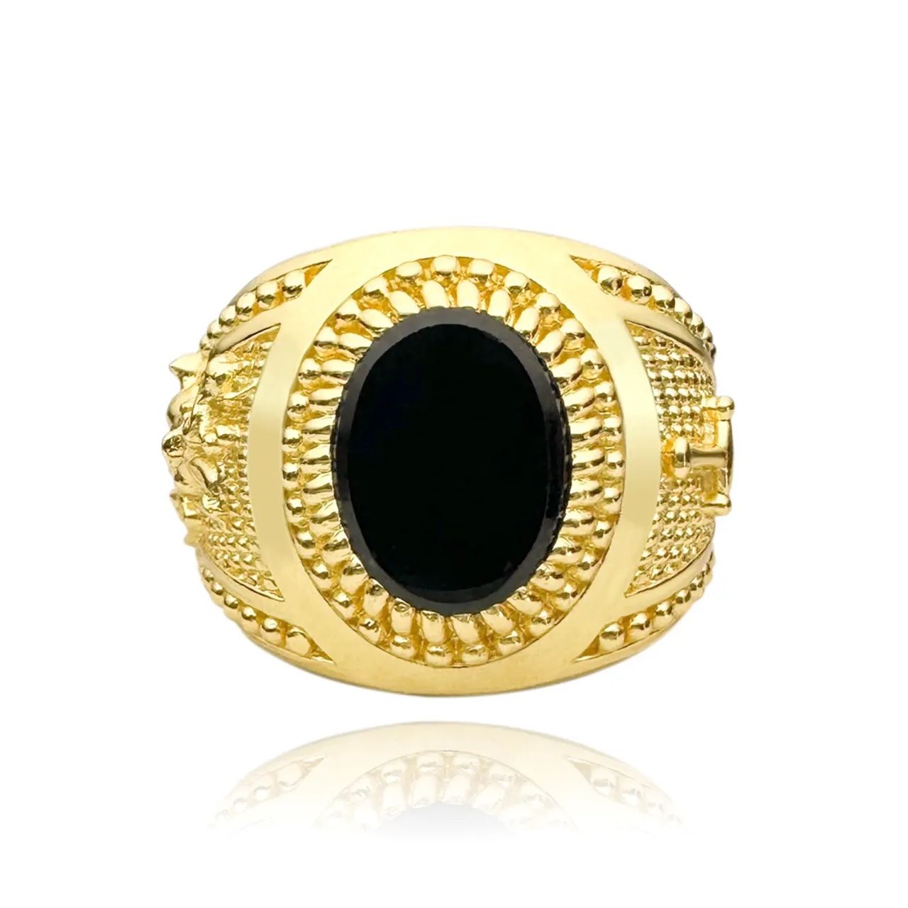 Anel São Jorge Cravado Pedra de Zircônia Ônix (15g) 