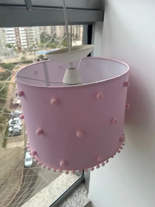 Lustre Plafon Cupula rosa com bolinhas - Foto 4