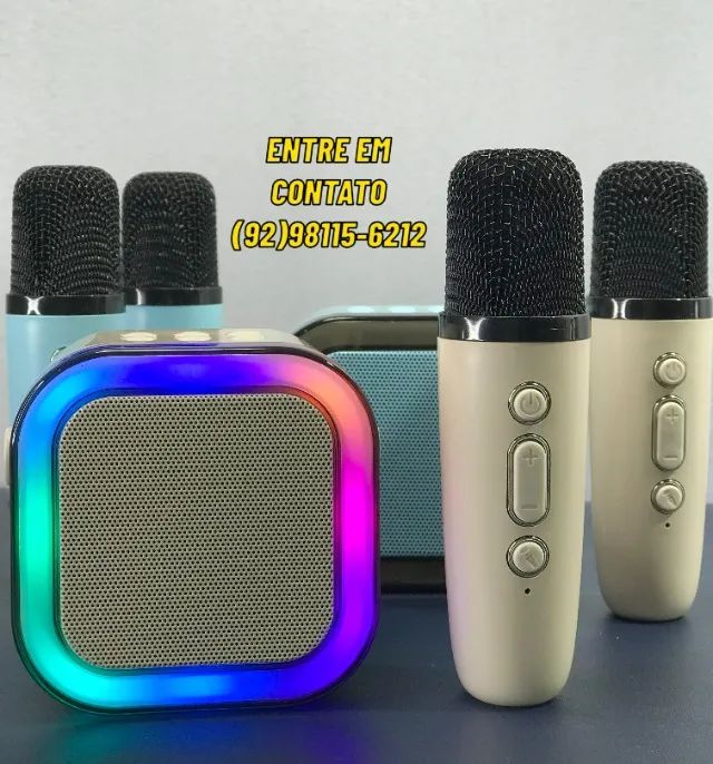 Caixa de Som Profissional Karaokê e Microfone - Sem Fio Bluetooth - Entrega 9h as 22h - Foto 3