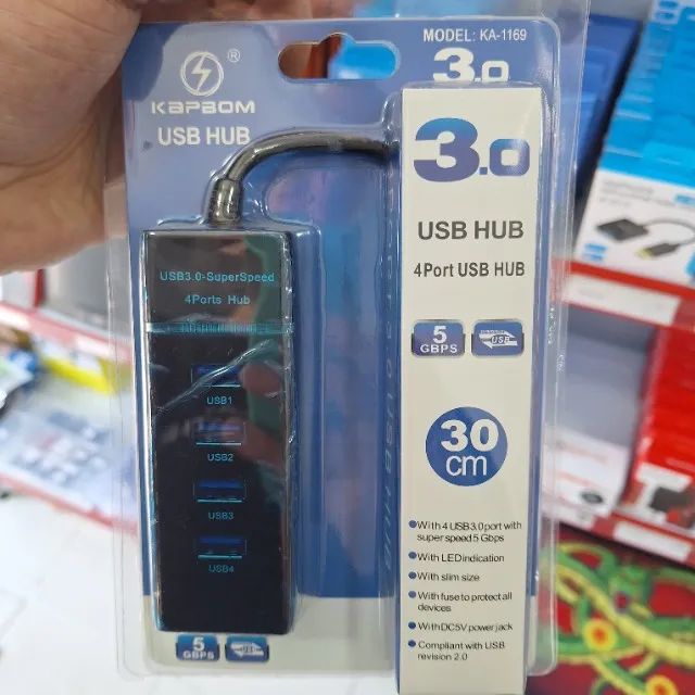Multiplicador de USB com 4 Saídas 30cm de Cabo