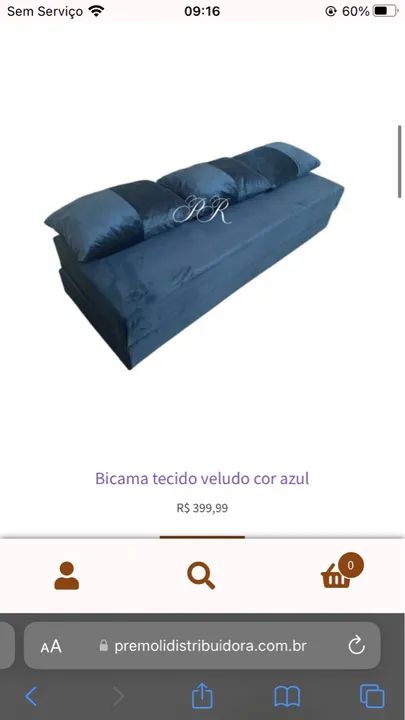 Bicama de Veludo Azul - Sofá Cama Confortável - Foto 2