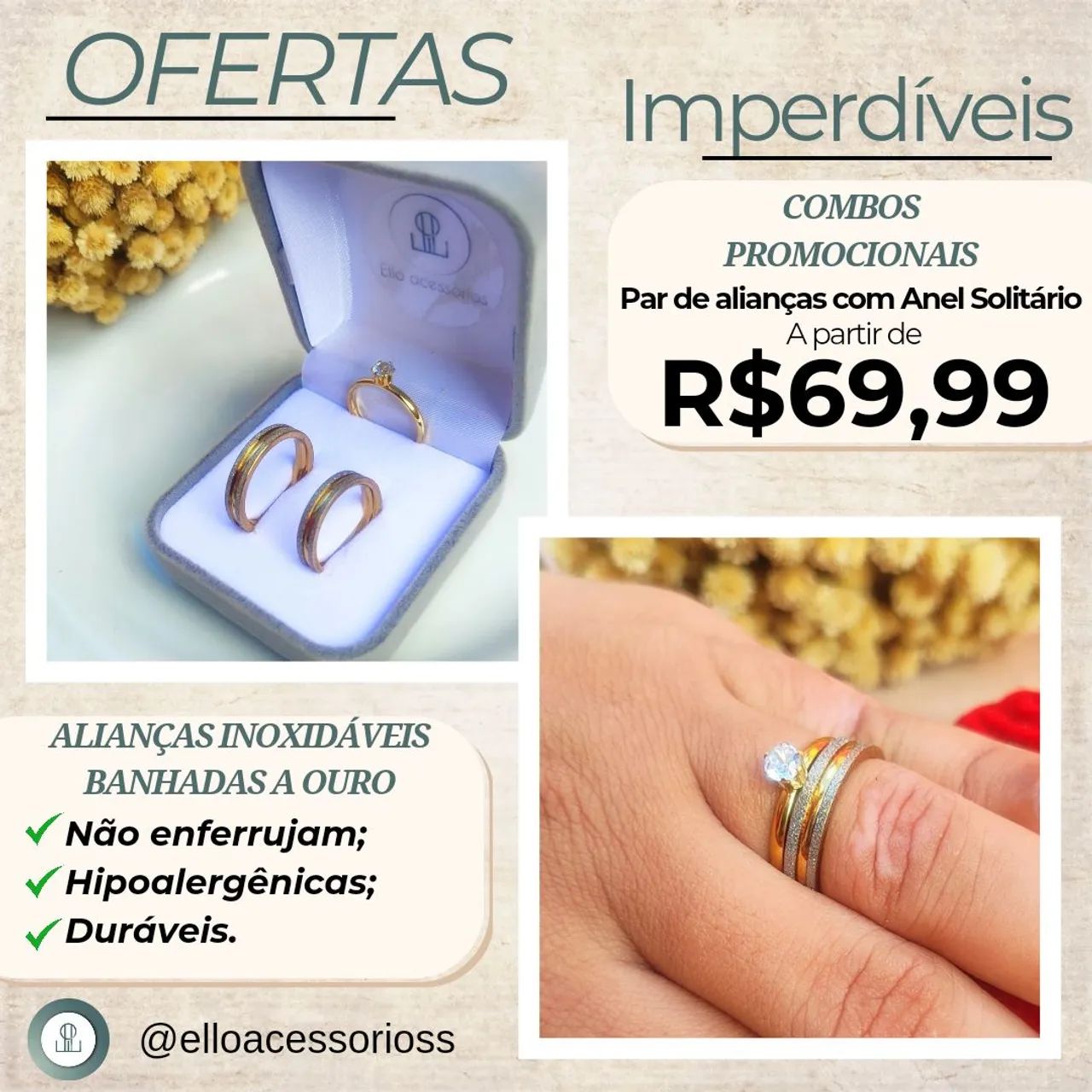 Par de alianças de compromisso a partir de 69,99