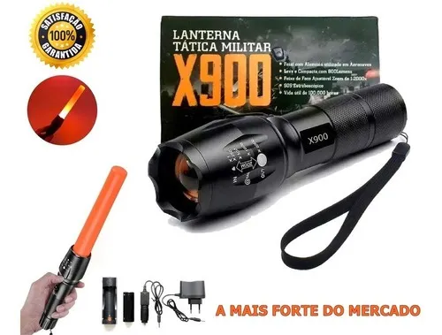 Lanterna Zoom Militar Tática X900 Longo Alcance Led Bivolt