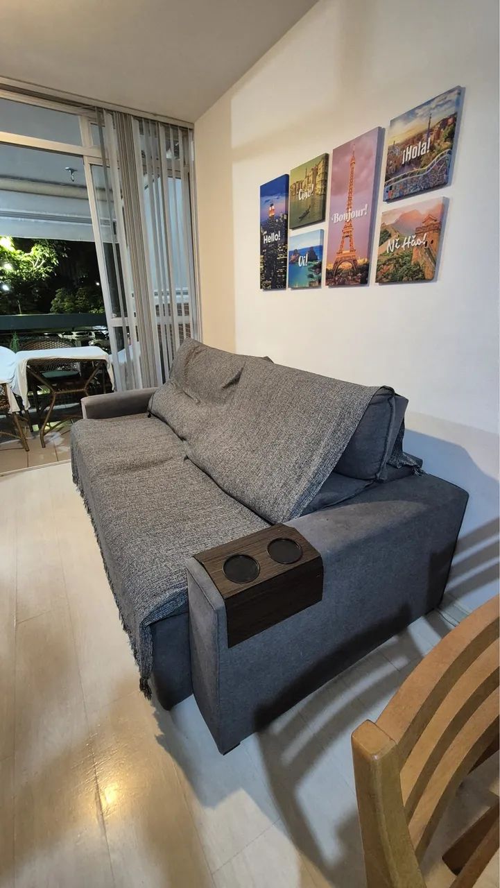 Sofá Retrátil e Reclinável 2 Lugares - Suede Cinza com NF - Foto 2