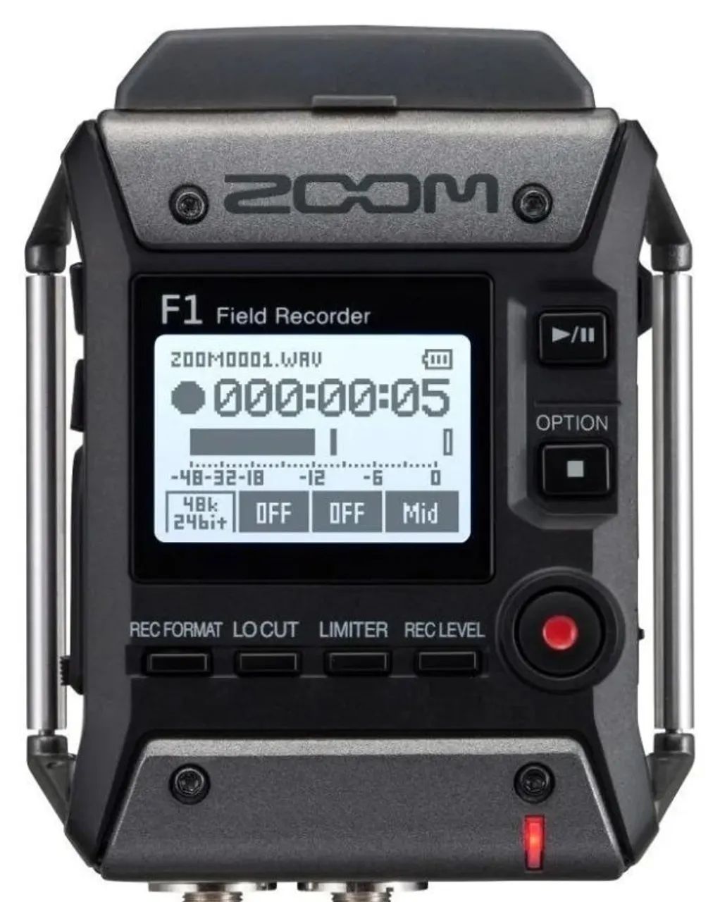 Gravador ZOOM F1-lp Field com microfone de lapela