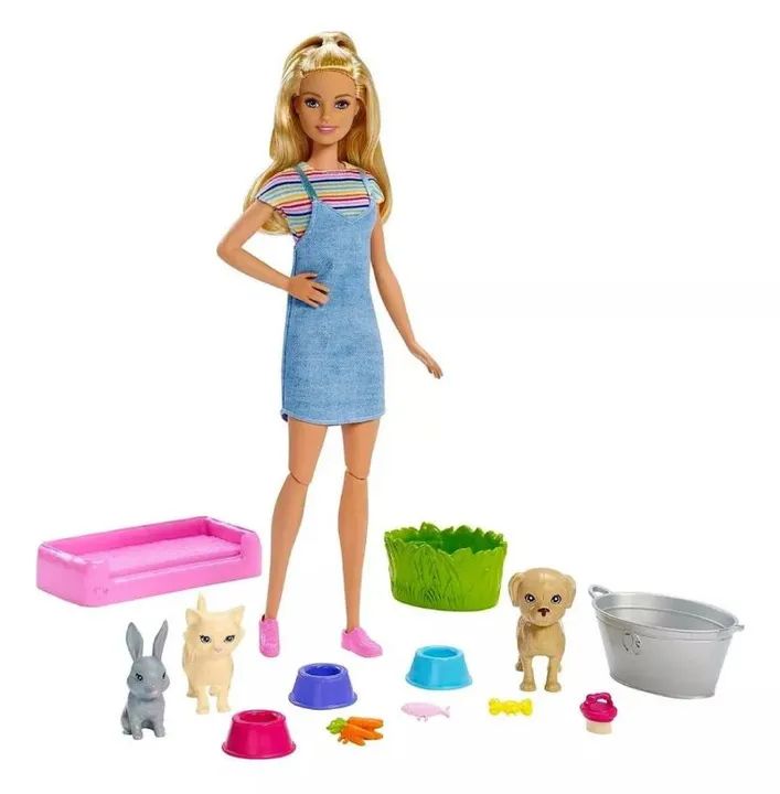 Boneca Barbie Banho de Cachorrinho Matel