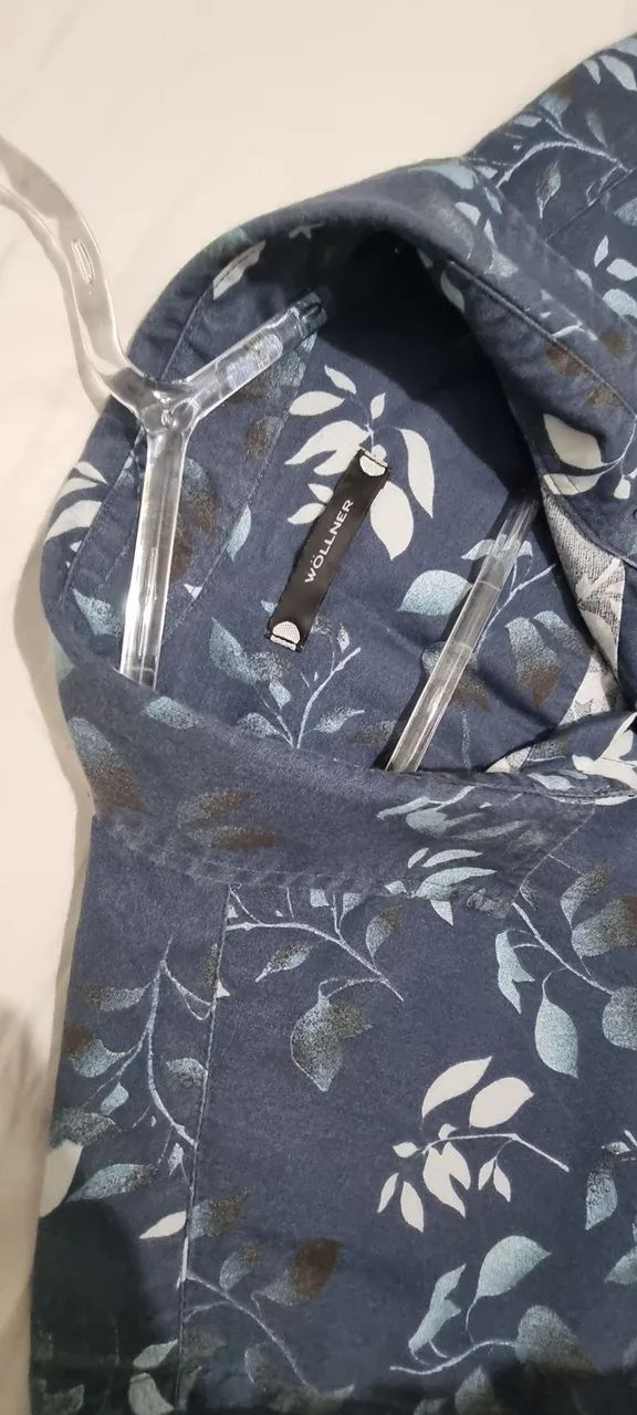 Camisa estampada azul M Wollner - Foto 3