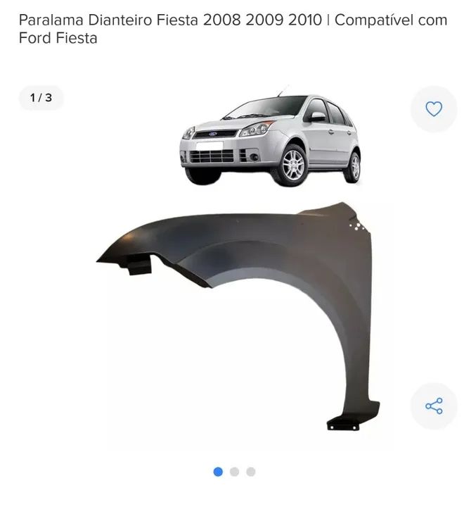 Paralama dianteiro Ford fiesta 