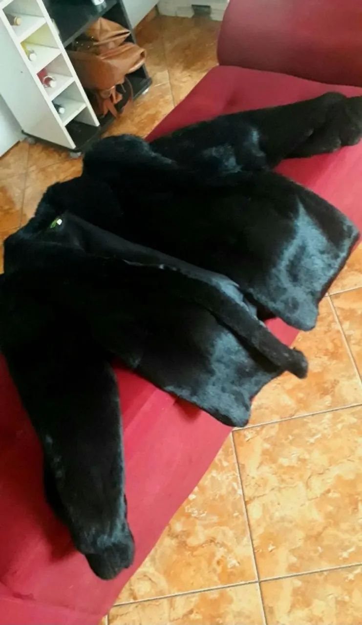 Casaco de Pele Preto Elegante
