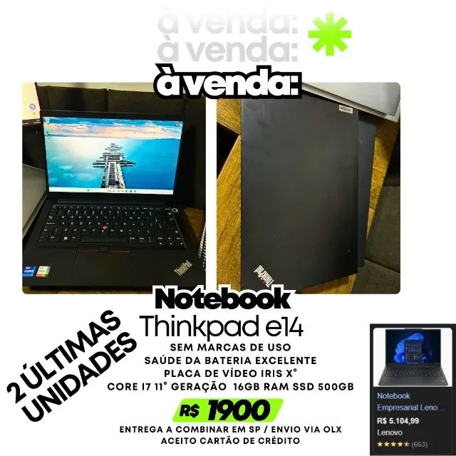 Notebook Thinkpad e14 Core i7 11°Geração