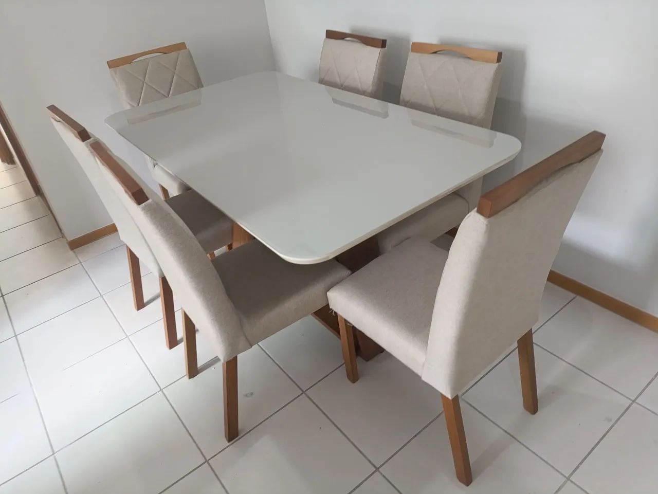 Mesa de Jantar 6 Cadeiras - linho 160x90 - Foto 4