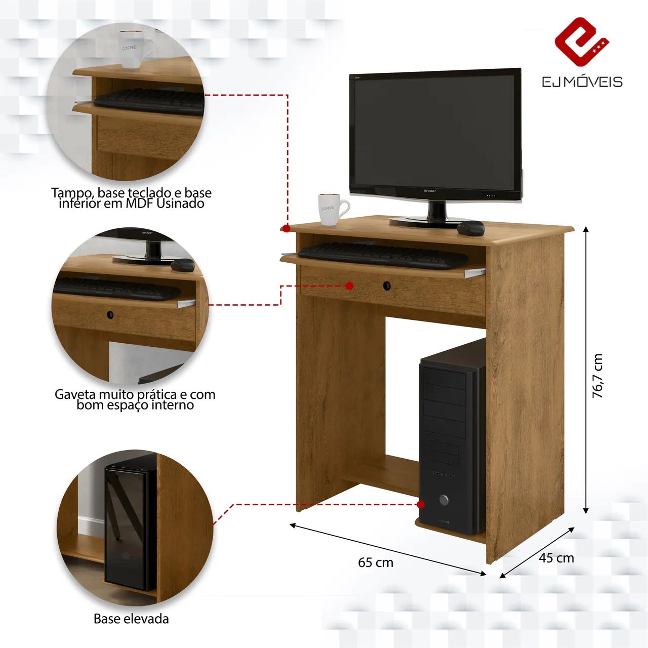 Mesa de Computador com Gaveta Novo - Foto 3
