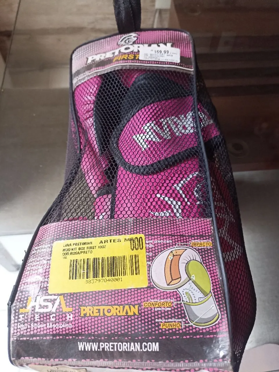 Luvas de Boxe Pretorian Kit Box First Rosa/Preto