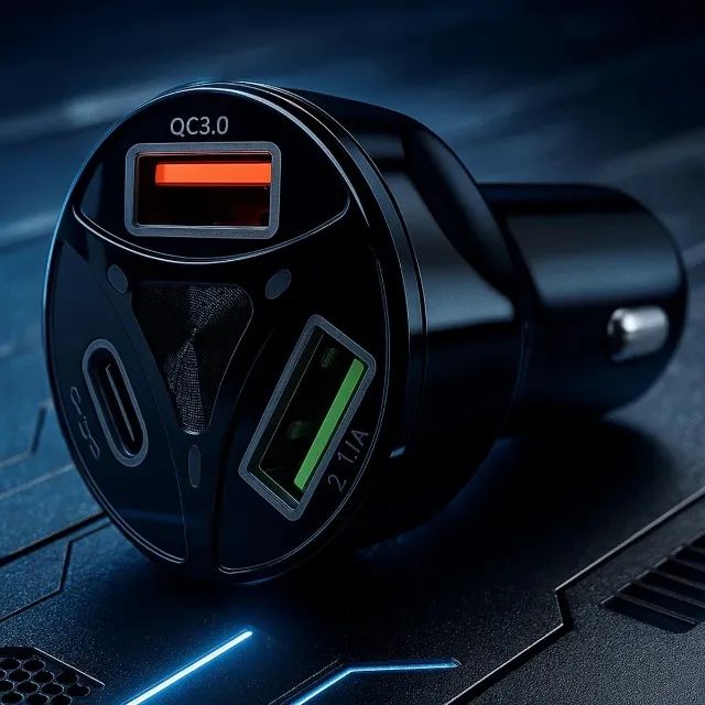 Carregador Veicular Turbo 2 Usb e 1 Tipo-C 55w Recarga Rápida Isqueiro - Foto 6