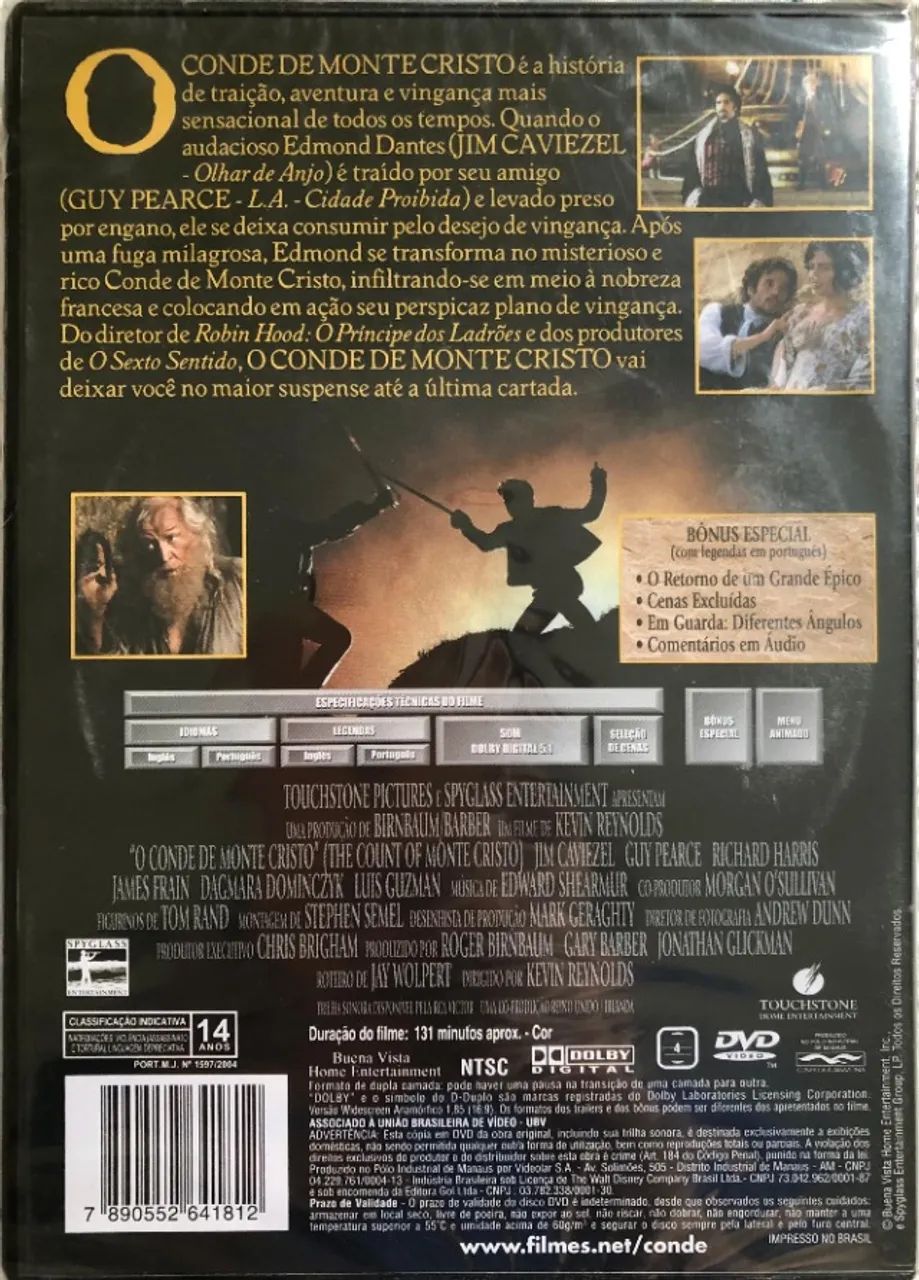 O Conde de Monte Cristo 2002 DVD - Foto 2