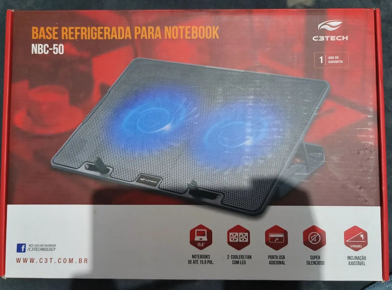Base Refrigerada para Notebook C3Tech NBC-50BK 15,6" Refrigerada com 2 Coolers - Foto 4