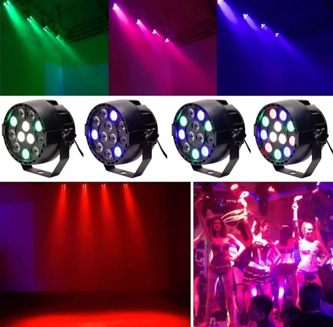 4x kit de Iluminação LED RGB 12 Leds Festa Disco - Foto 6